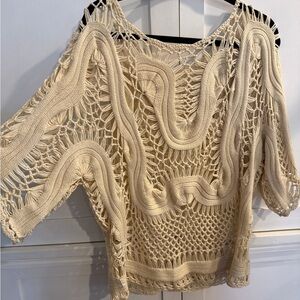Cream Crochet Knit Top